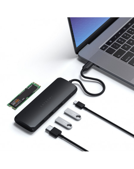SATECHI HUB USB-C HYBRID MULTIPORT ADAPTER CON SSD - BLACK