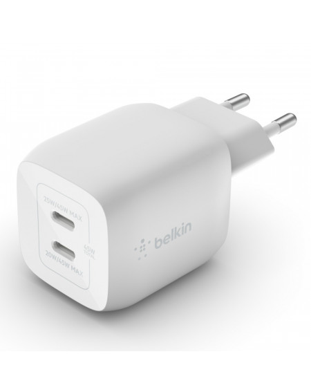 CARICABATTERIE CON PPS DUAL PORTA USB-C GAN 45W PD UNIVERSALE - BIANCO