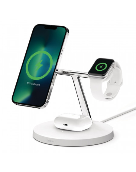 Stand di ricarica wireless magsafe 3 in 1 w.watch fast charge - white