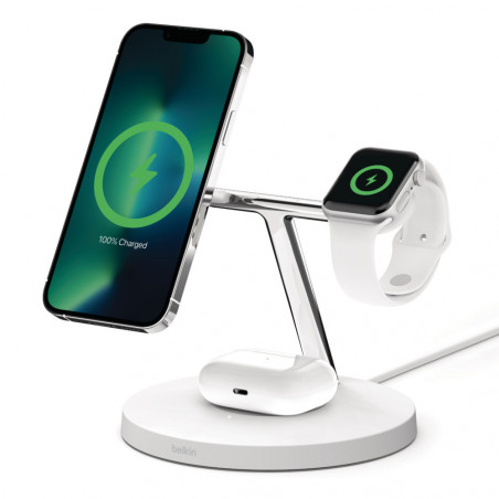 Stand di ricarica wireless magsafe 3 in 1 w.watch fast charge - white