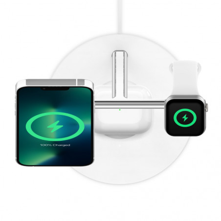 Stand di ricarica wireless magsafe 3 in 1 w.watch fast charge - white