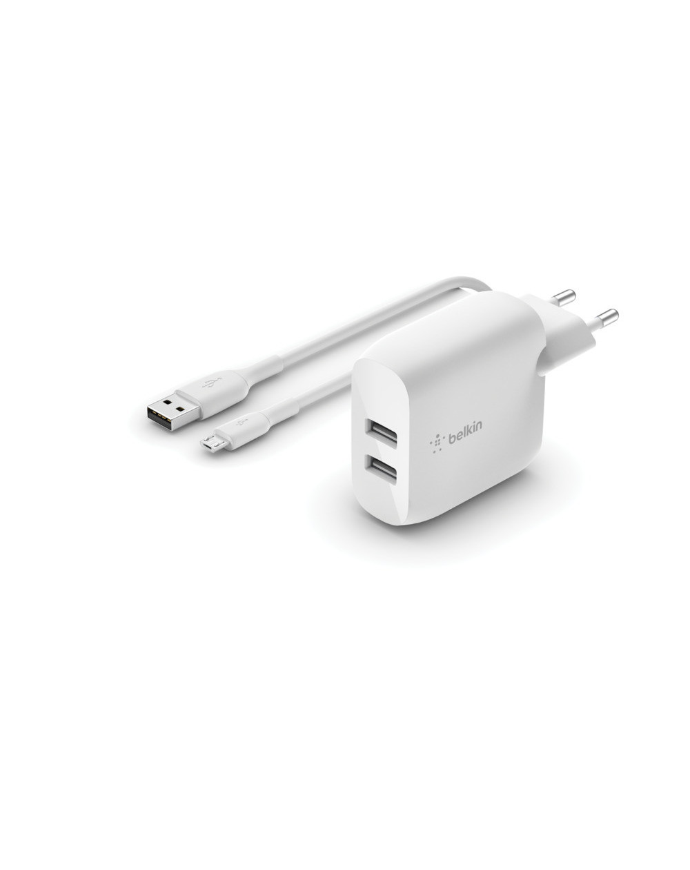 CARICABATTERIE 2 PORTE USB-A + CAVO USB-A A MICRO USB 1M- BIANCO CARICABATTERIE 2 PORTE USB-A + CAVO USB-A A MICRO USB 1M- BIANCO