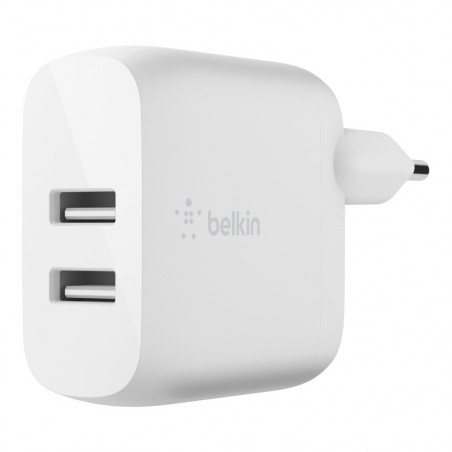 CARICABATTERIE 2 PORTE USB-A + CAVO USB-A A USB-C 1M - BIANCO