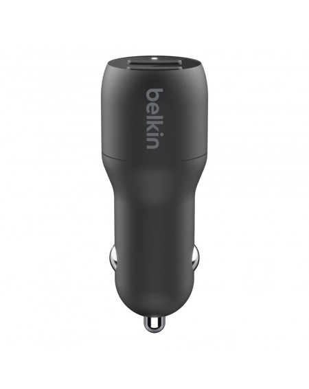 CARICABATTERIE AUTO DUE PORTE USB-A + CAVO USB-A A USB-C 1M - NERO