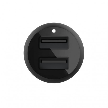 CARICABATTERIE AUTO DUE PORTE USB-A + CAVO USB-A A USB-C 1M - NERO