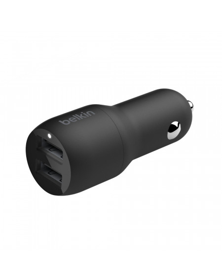 CARICABATTERIE AUTO DUE PORTE USB-A + CAVO USB-A A USB-C 1M - NERO