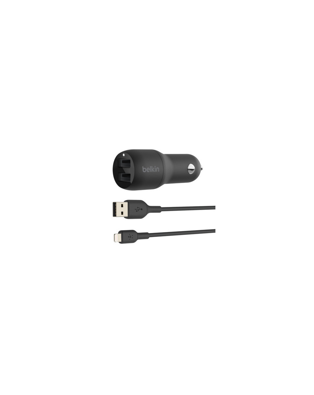 CARICABATTERIE DA AUTO CON DOPPIA PORTA USB-A 12W - NERO CARICABATTERIE DA AUTO CON DOPPIA PORTA USB-A 12W - NERO