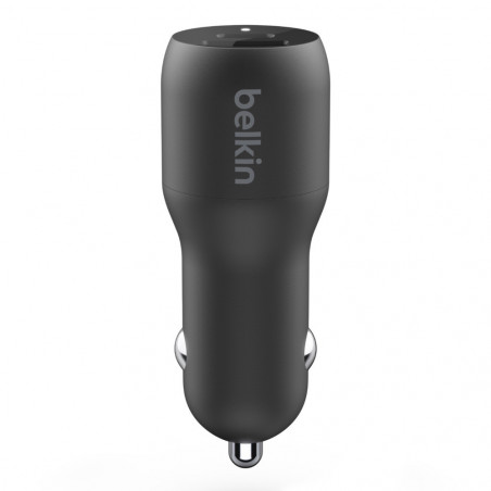 CARICABATTERIE DA AUTO CON PPS PORTA USB-C + USB-A 37W - NERO
