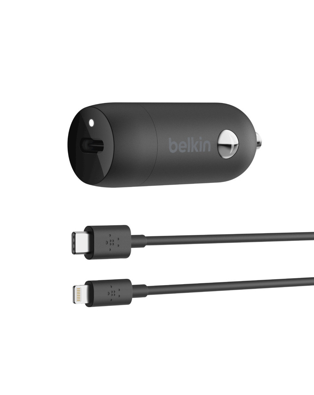 CARICABATTERIE DA AUTO USB-C 20W CON CAVO USB-C A LIGHTNING - NERO CARICABATTERIE DA AUTO USB-C 20W CON CAVO USB-C A LIGHTNING - NERO
