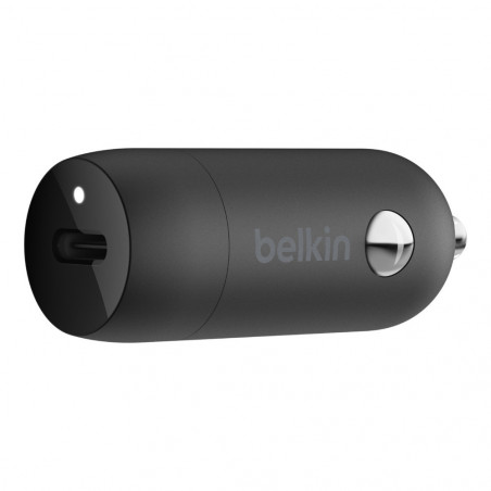 CARICABATTERIE DA AUTO USB-C 20W CON CAVO USB-C A LIGHTNING - NERO