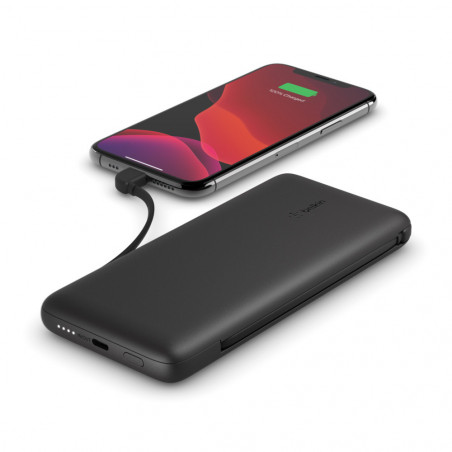 POWERBANK 10K 23W PD USB-C IN OUT E LIGHTNING OUT CAVI INCLUSI - NERO