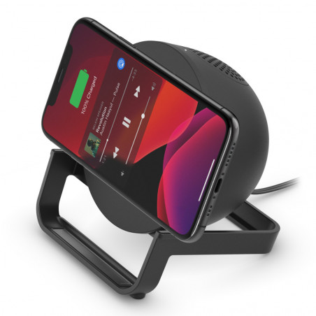 SUPPORTO DI RICARICA WIRELESS 10W CON SPEAKER - NERO