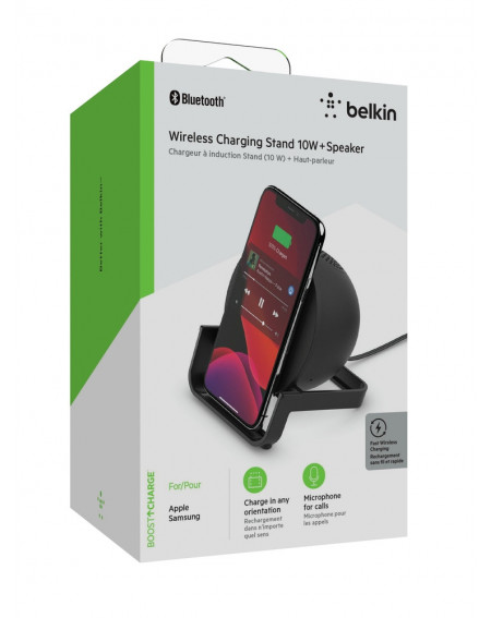 SUPPORTO DI RICARICA WIRELESS 10W CON SPEAKER - NERO