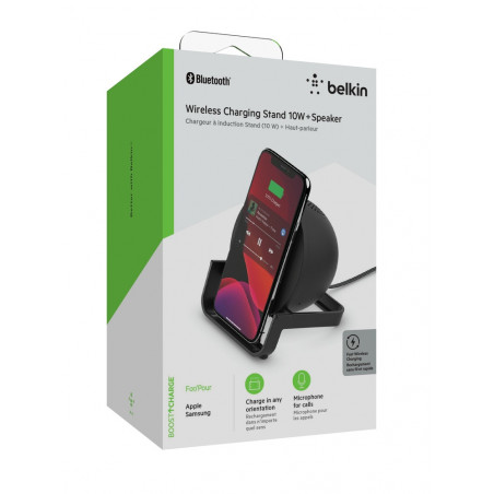SUPPORTO DI RICARICA WIRELESS 10W CON SPEAKER - NERO