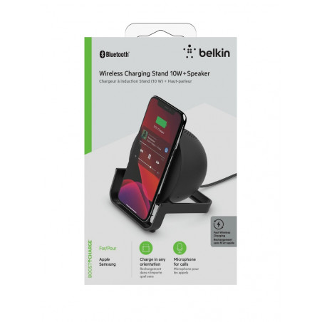 SUPPORTO DI RICARICA WIRELESS 10W CON SPEAKER - NERO