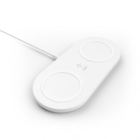 TAPPETINO DI RICARICA WIRELESS DOPPIO 2 X 15W - BIANCO