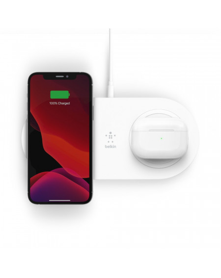 TAPPETINO DI RICARICA WIRELESS DOPPIO 2 X 15W - BIANCO
