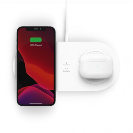 TAPPETINO DI RICARICA WIRELESS DOPPIO 2 X 15W - BIANCO