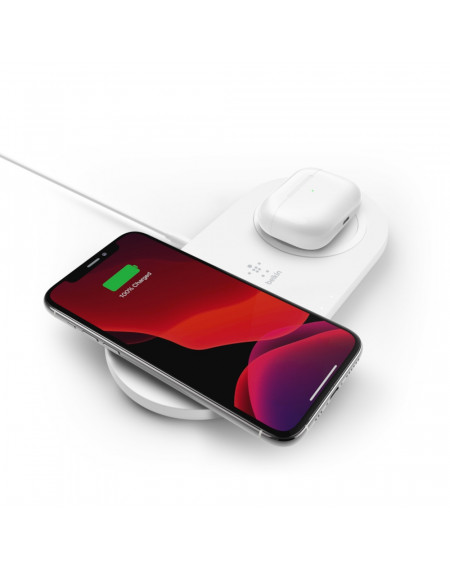 TAPPETINO DI RICARICA WIRELESS DOPPIO 2 X 15W - BIANCO