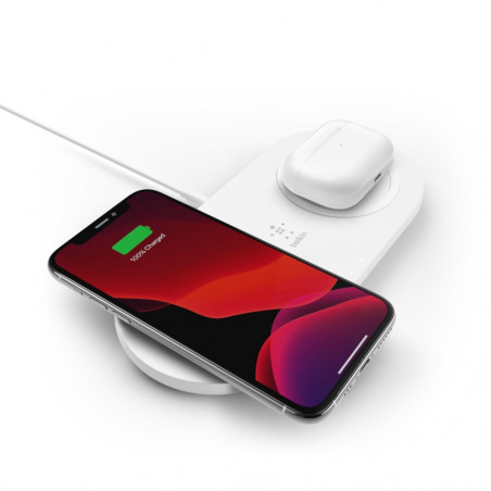 TAPPETINO DI RICARICA WIRELESS DOPPIO 2 X 15W - BIANCO