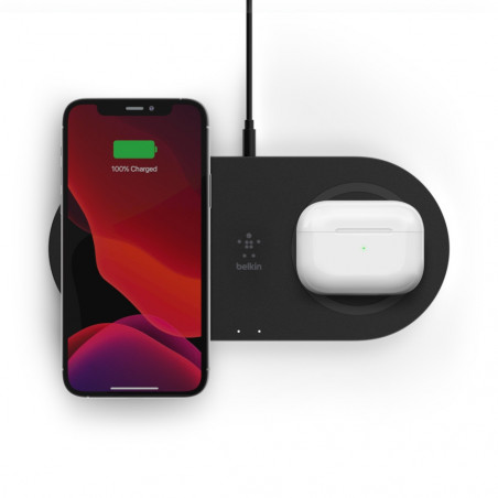 TAPPETINO DI RICARICA WIRELESS DOPPIO 2 X 15W - NERO
