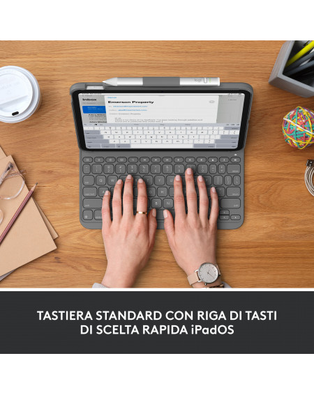 Logitech Slim Folio, custodia con Tastiera Bluetooth per iPad 10th gen.