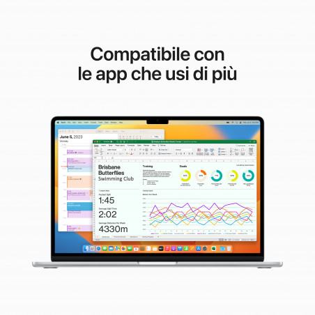 MacBook Air 15'' Apple M2 8-core CPU e 10-core GPU, HD 256GB - Argento