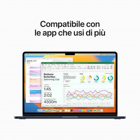 MacBook Air 15'' Apple M2 8-core CPU e 10-core GPU, HD 256GB - Mezzanotte