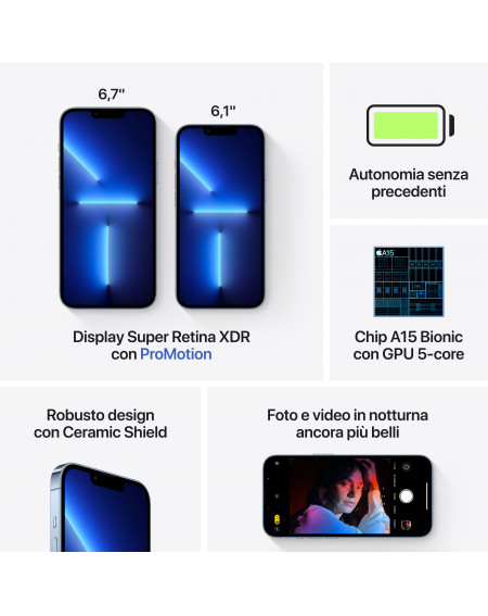iPhone 13 Pro 128GB Azzurro Sierra - Prodotto riegnerato grado A