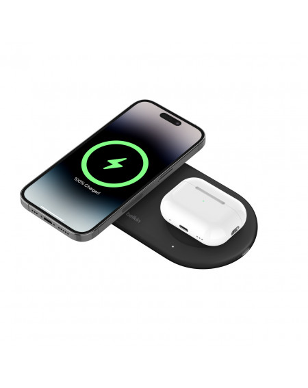 TAPPETINO DI RICARICA WIRLESS MAGNETICO 2IN1 15W QI2 - NERO