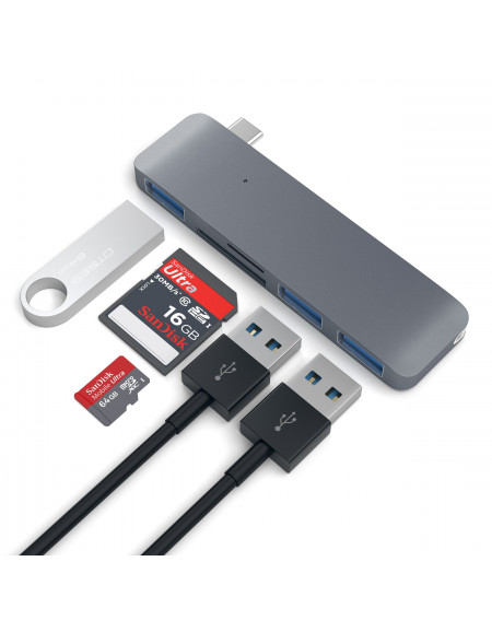 Satechi ST-TCUHM - Type-C USB 3.0 2-in-1 Hub for MacBook (3x USB3 1x mSD 1x SD) - SPACE GRAY