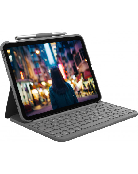 Logitech Slim Folio, Case with Bluetooth Keyboard for iPad (10th Generation) - GERMAN