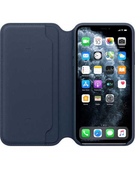 Apple iPhone 11 Pro Max Leather Folio - Deep Sea Blue