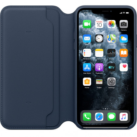 Apple iPhone 11 Pro Max Leather Folio - Deep Sea Blue