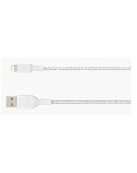 BRAIDED CABLE USB-A TO LIGHTNING 1M - WHITE