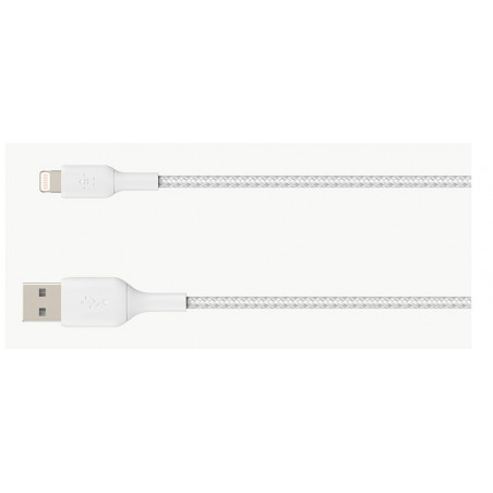 BRAIDED CABLE USB-A TO LIGHTNING 1M - WHITE
