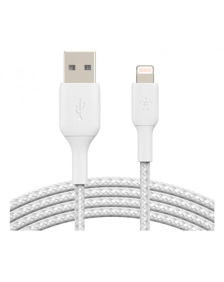BRAIDED CABLE USB-A TO LIGHTNING 1M - WHITE