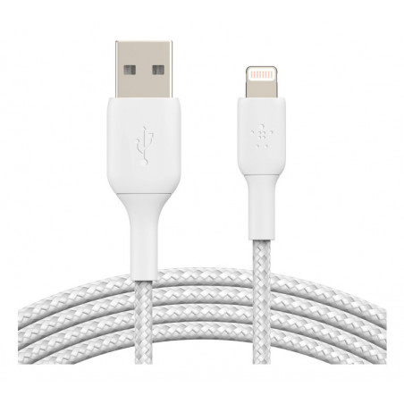 BRAIDED CABLE USB-A TO LIGHTNING 1M - WHITE