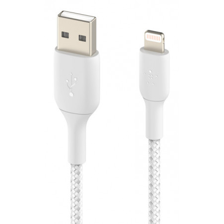 BRAIDED CABLE USB-A TO LIGHTNING 1M - WHITE