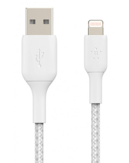 BRAIDED CABLE USB-A TO LIGHTNING 1M - WHITE