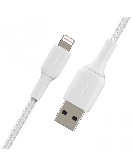 BRAIDED CABLE USB-A TO LIGHTNING 1M - WHITE