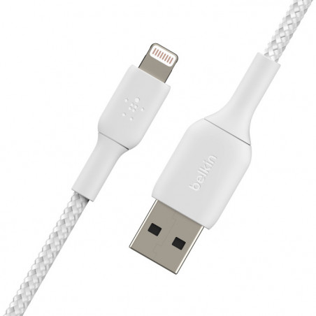 BRAIDED CABLE USB-A TO LIGHTNING 1M - WHITE