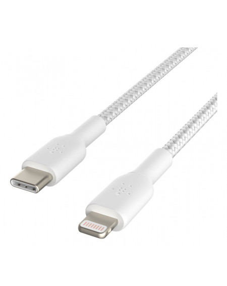 BRAIDED USB-C TO LIGHTNING CABLE 1M - WHITE