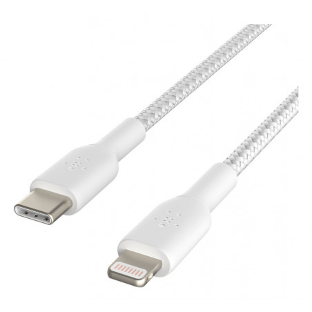 BRAIDED USB-C TO LIGHTNING CABLE 1M - WHITE
