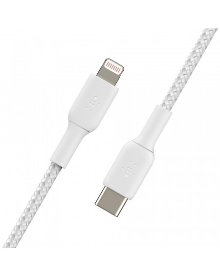 BRAIDED USB-C TO LIGHTNING CABLE 1M - WHITE