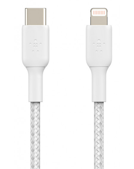 BRAIDED USB-C TO LIGHTNING CABLE 1M - WHITE