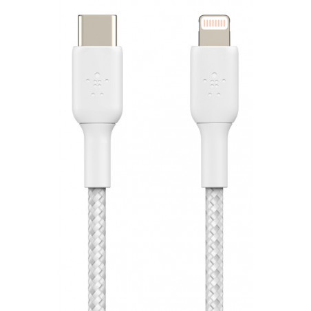 BRAIDED USB-C TO LIGHTNING CABLE 1M - WHITE