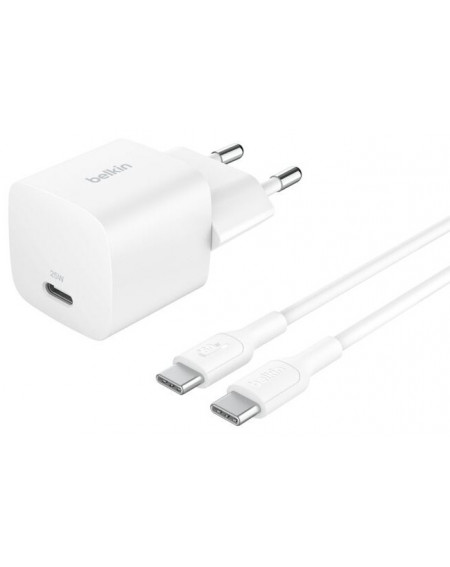 CARICABATTERIE 25W CON CAVO DA USB-C A USB-C - BIANCO