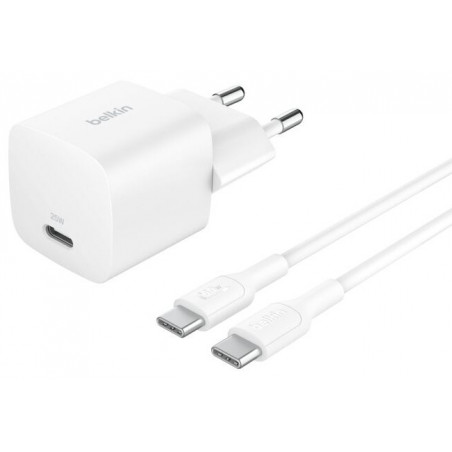 CARICABATTERIE 25W CON CAVO DA USB-C A USB-C - BIANCO