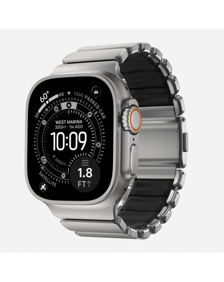 Cinturino AppleWatch Stratos Band - 49mm - Natural Titanium - Black FKM